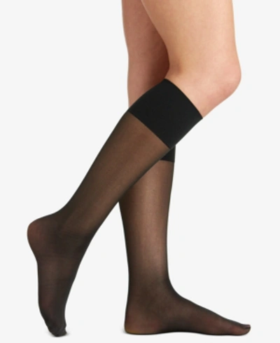 Berkshire Women's Plus Size Comfy Cuff Sheer Graduated Compression Trouser Sock 5202 In Black