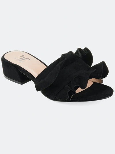 Journee Collection Women's Sabica Ruffle Slip On Dress Sandals In Black