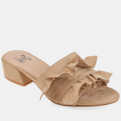 Journee Collection Women's Sabica Ruffle Slip On Dress Sandals In Nude Or Na