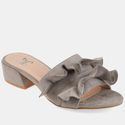 Journee Collection Women's Sabica Ruffle Slip On Dress Sandals In Grey