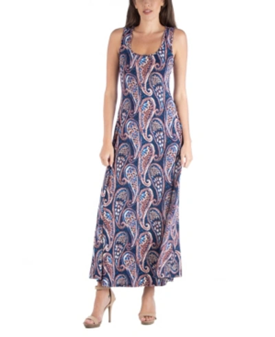 24seven Comfort Apparel Sleeveless Paisley A-line Maxi Dress In Multi