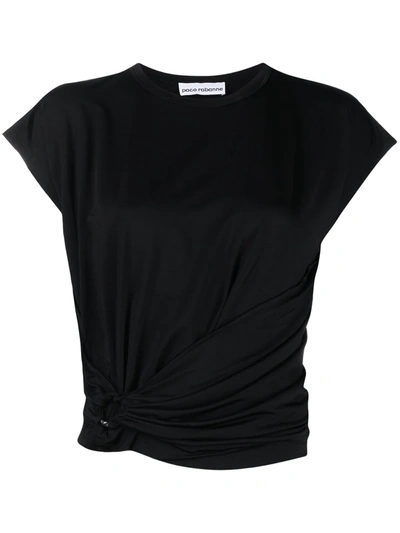 Paco Rabanne Ruched Jersey T-shirt In Black