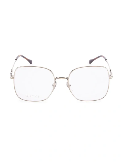 Gucci 55mm Square Flat Front Optical Glasses In Gold