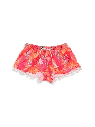 Snapper Rock Kids' Little Girl's & Girl's Tropical Punch Swim Shorts In Punch Red