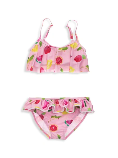 Snapper Rock Kids' Little Girl's & Girl's Fruit Fiesta Flounce Bikini In Pink