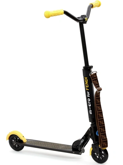 Fendi Kids' Aluminium Foldable Scooter In Black