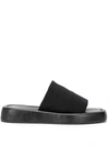 Loeffler Randall Deryn Stretch Square Toe Platform Slide Sandal In Black