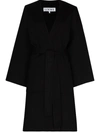 Loewe Hooded Wool-blend Belted Coat In Black