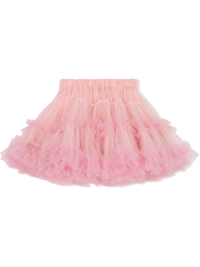 Dolce & Gabbana Kids' Multi-layered Tulle Midi Skirt In Floral Print