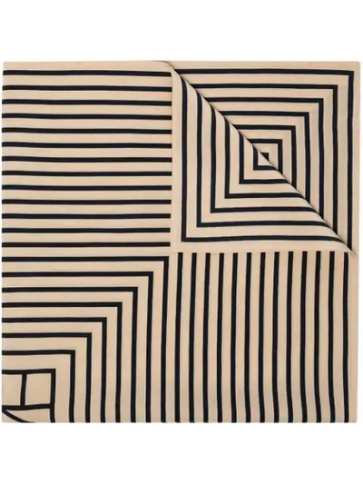 Totême Geometric Monogram Print Silk Scarf In Neutrals