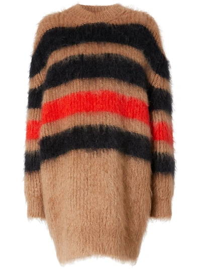 Burberry Stripe Intarsia Mohair silk Oversized Sweater In Neutrals ModeSens