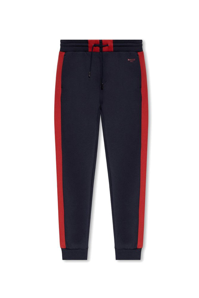 Bally Cotton Color Blocked Sweatpants In Ink/ Red
