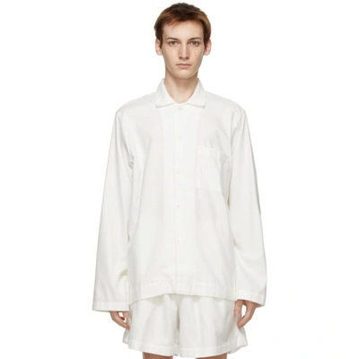 Tekla Off-white Poplin Stripe Pyjama Shirt In Morning Whi