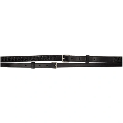 Alexander Mcqueen Black Knotted Thin Double Belt In 1000 Black
