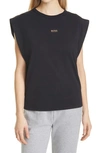 Hugo Boss Elys Active Sleeveless Cotton T-shirt In Black