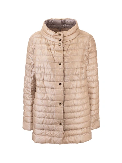 Herno Reversible Down Jacket In Beige And Grey