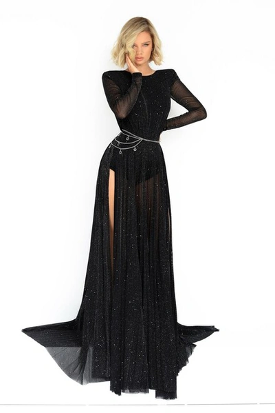 Tarik Ediz Favori Long Sleeve Galaxy Jersey Gown