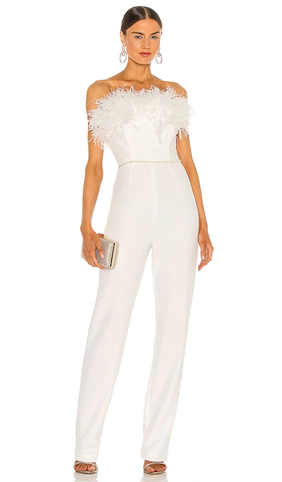 Bronx And Banco Lola Blanc Feather Jumpsuit In White