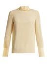 Chloé High-neck Crepe De Chine Blouse In Dusty Wheat