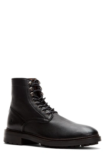 Frye Greyson Plain Toe Boot In Black Leather