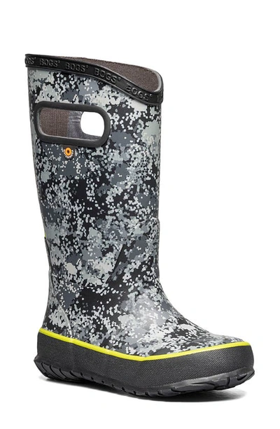 Bogs Kids' Micro Camo Waterproof Rain Boot In Black Multi