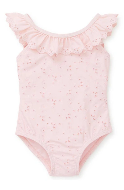 Little Me Girls' Ruffle Eyelet Swimsuit - Baby In Pink