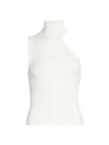 Alice And Olivia Kiki Multi-stitch Turtleneck Cutout Tank In White