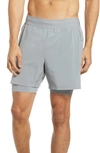 Nike Dry-fit 2-in-1 Pocket Yoga Shorts In Grey