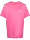 Nike Sportswear Club Men's T-shirt In Fireberry,white