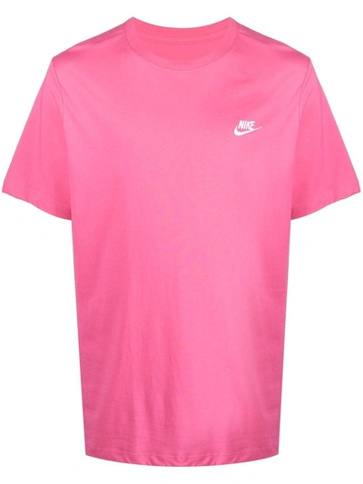Nike Sportswear Club Men's T-shirt In Fireberry,white