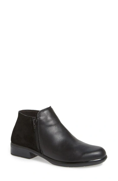 Naot Women's Helm Boot In Black Suede/leather Comb. In Black Leather