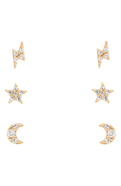 Girls Crew Teeny Tiny Galaxy Set Of 3 Pairs Stud Earrings In Rose Gold-plated