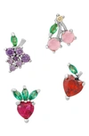 Girls Crew Fruit Basket Set Of 4 Mismatched Stud Earrings In Silver