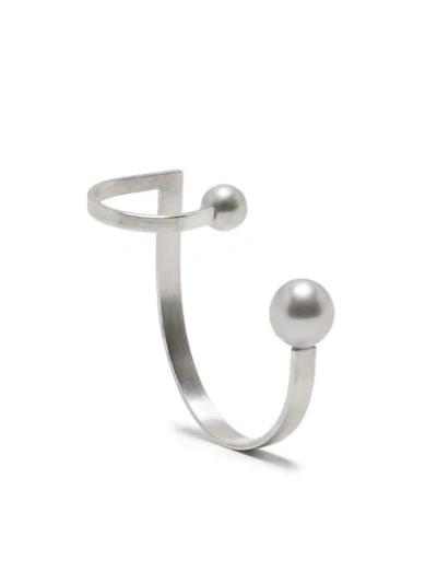 Hsu Jewellery Drawing A Circle Pearl Ear Sculpture Ear Cuff In Silver