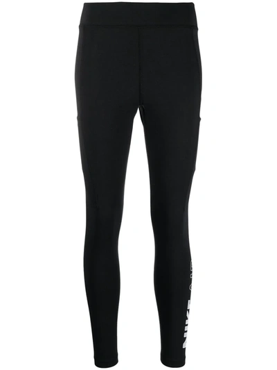 Nike Black Sportswear Air High Rise Ribbed Leggings In Black/white