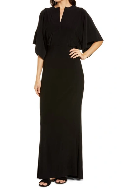 Norma Kamali Obie Cover-up Gown In Black Lame