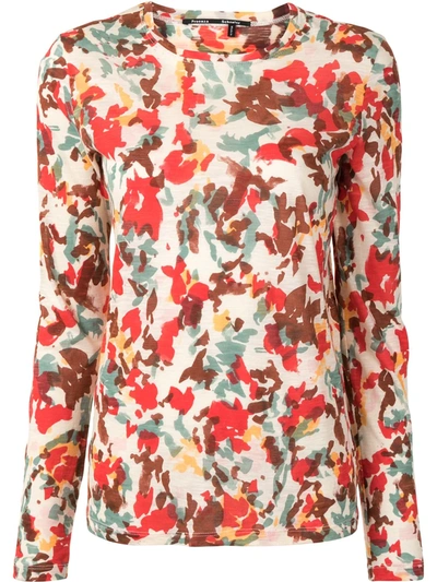 Proenza Schouler Floral-print Cotton-jersey Long-sleeved T-shirt In 962 Red Multi/multicolour