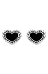 Lagos Sterling Silver Maya Onyx Heart Stud Earrings In Black