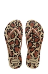 Havaianas Slim Animal Print Flip Flop In Sand Grey/ Rose Gold