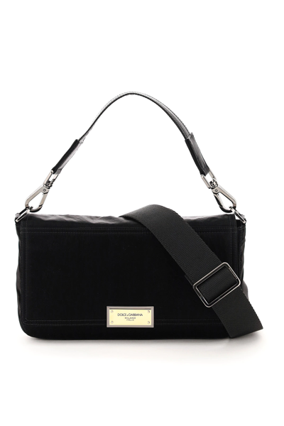 Dolce & Gabbana Samboil Nylon Shoulder Bag In Black
