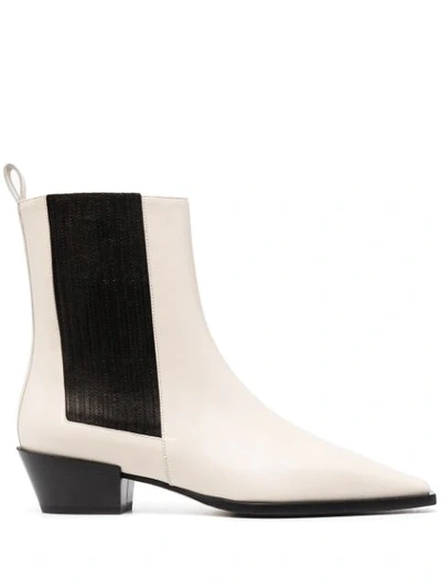 Aeyde Square-toe Leather Ankle Boots In Neutrals