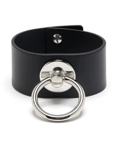 Diesel Ring Detail Wide Bracelet In Black