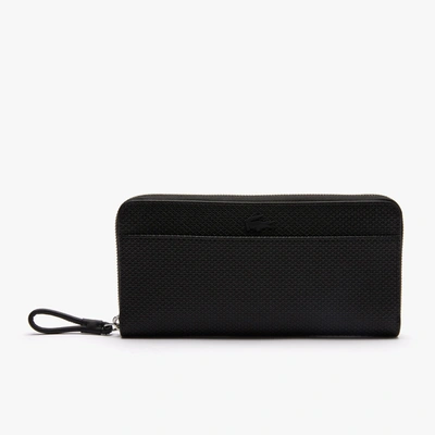 Lacoste Women's Chantaco Matte Piqué Leather Zip Wallet - One Size In Black