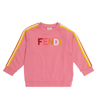 Fendi Kids' Logo-print Stripe-detail Sweatshirt In Frappè