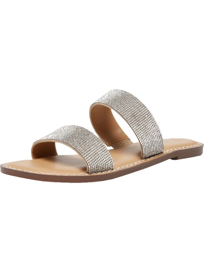 Wild Pair Ginnie Double-band Slide Flat Sandals, Created For Macy's Women's Shoes In Silver
