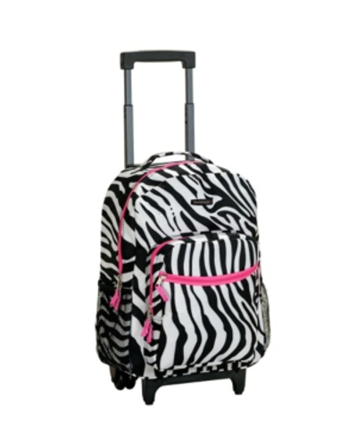Rockland 17" Rolling Backpack In Pink Zebra