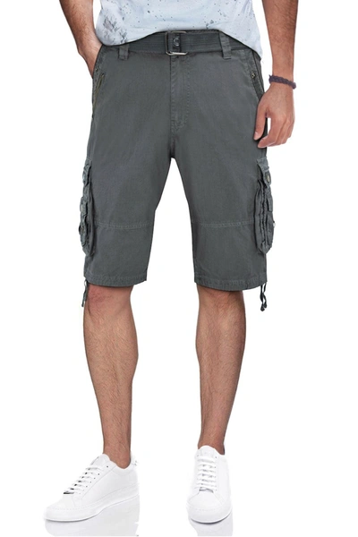 X-ray Belted Zipper Camo Shorts In Grey