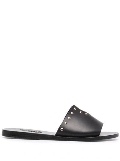 Ancient Greek Sandals Kalomira Studded Leather Slides In Black