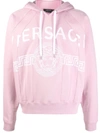 Versace Split Logo Cotton Hoodie In Rosa