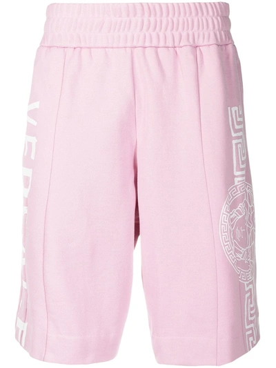 Versace Stitch Medusa Logo Sweat Shorts In Rosa